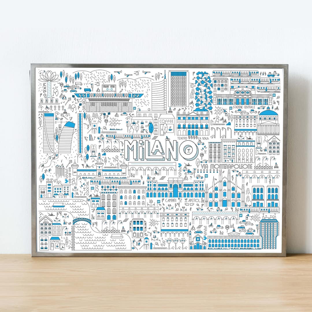 Illustrazione della città di Milano realizzata in disegno vettoriale.