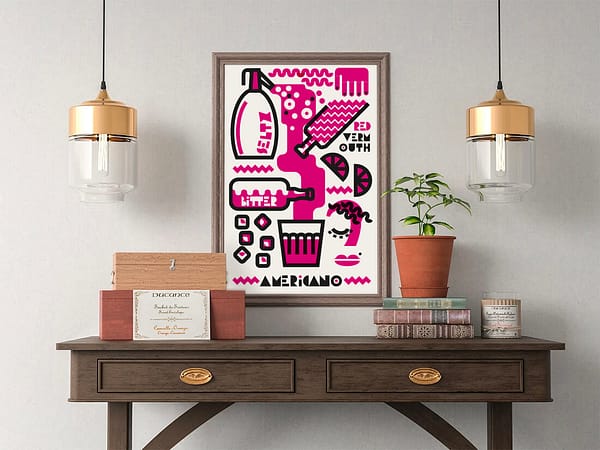 Italian Happy Hour, ricetta del Americano - illustrazione di Alessio Cottino