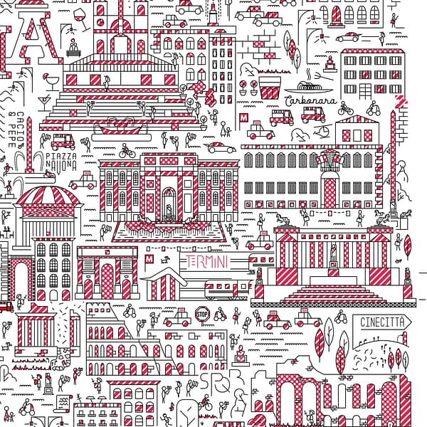 Roma life POP Pattern - illustrazione di Alessio Cottino