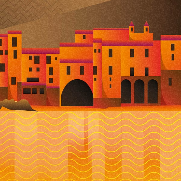 Tramonto a Cefalù - illustrazione di Alessio Cottino