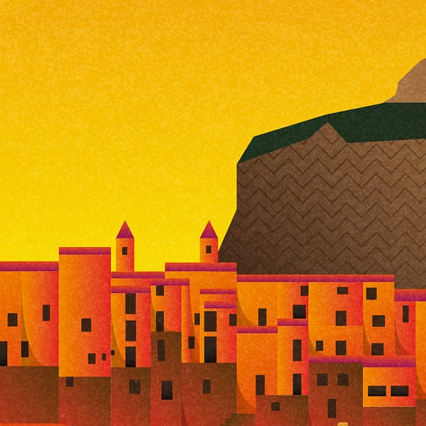 Tramonto a Cefalù - illustrazione di Alessio Cottino