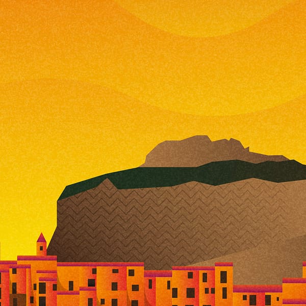 Tramonto a Cefalù - illustrazione di Alessio Cottino