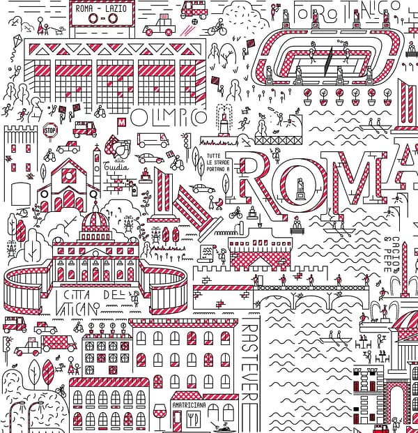 Roma life POP Pattern - illustrazione di Alessio Cottino